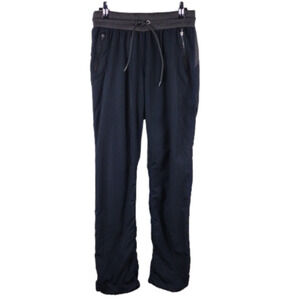 Fabletics Black Polyester Mid Rise Straight Leg Drawstring Pull On Athletic Pant